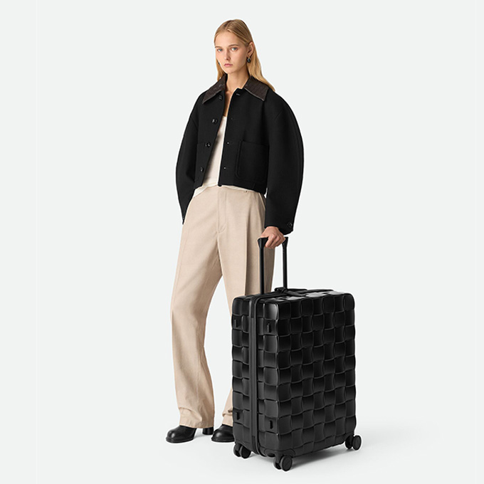bottega veneta large intreccio woven luggage #848885